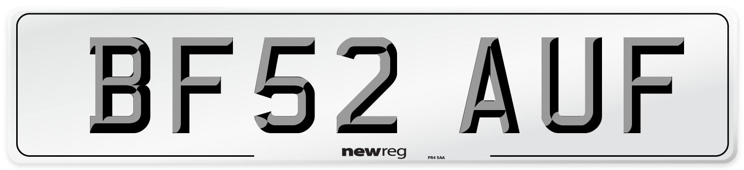 BF52 AUF Number Plate from New Reg